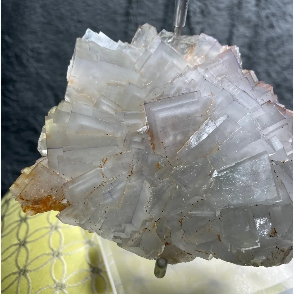 SHADOW WINDOWS Raw crystaL FLUORITE pale green STRONG UV translucent! 6”x6”
